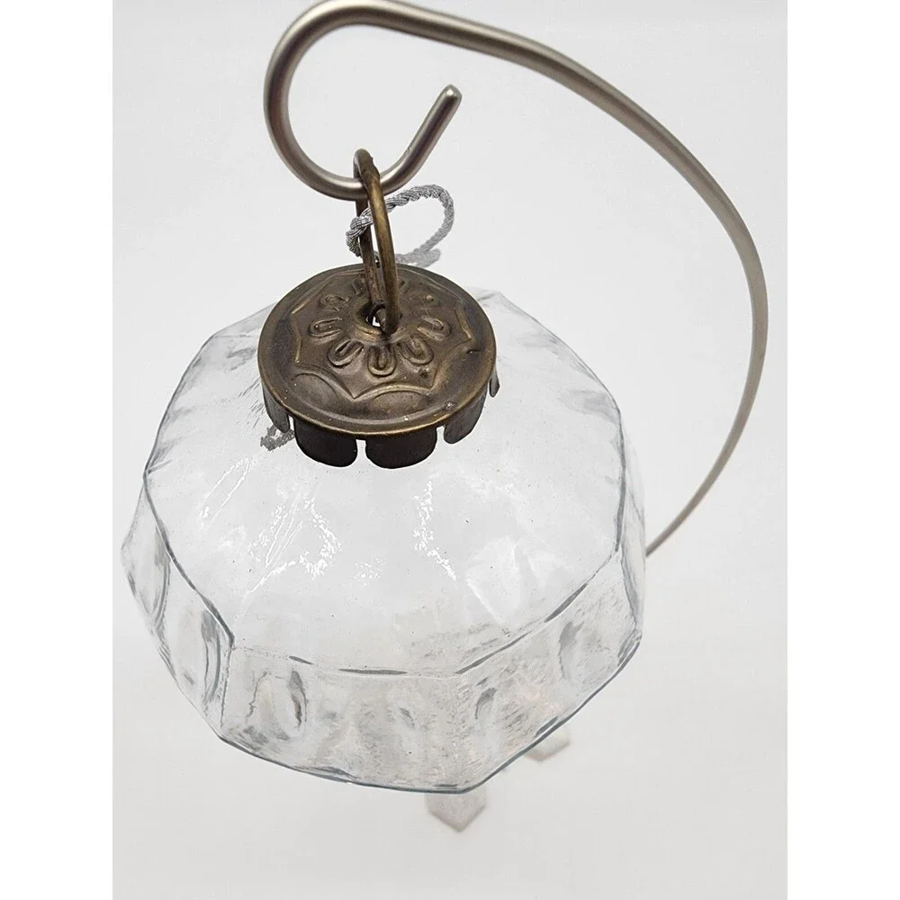 Large Clear Kugel Style Restoration Hardware Diamond Shaped Glass Ornament Big